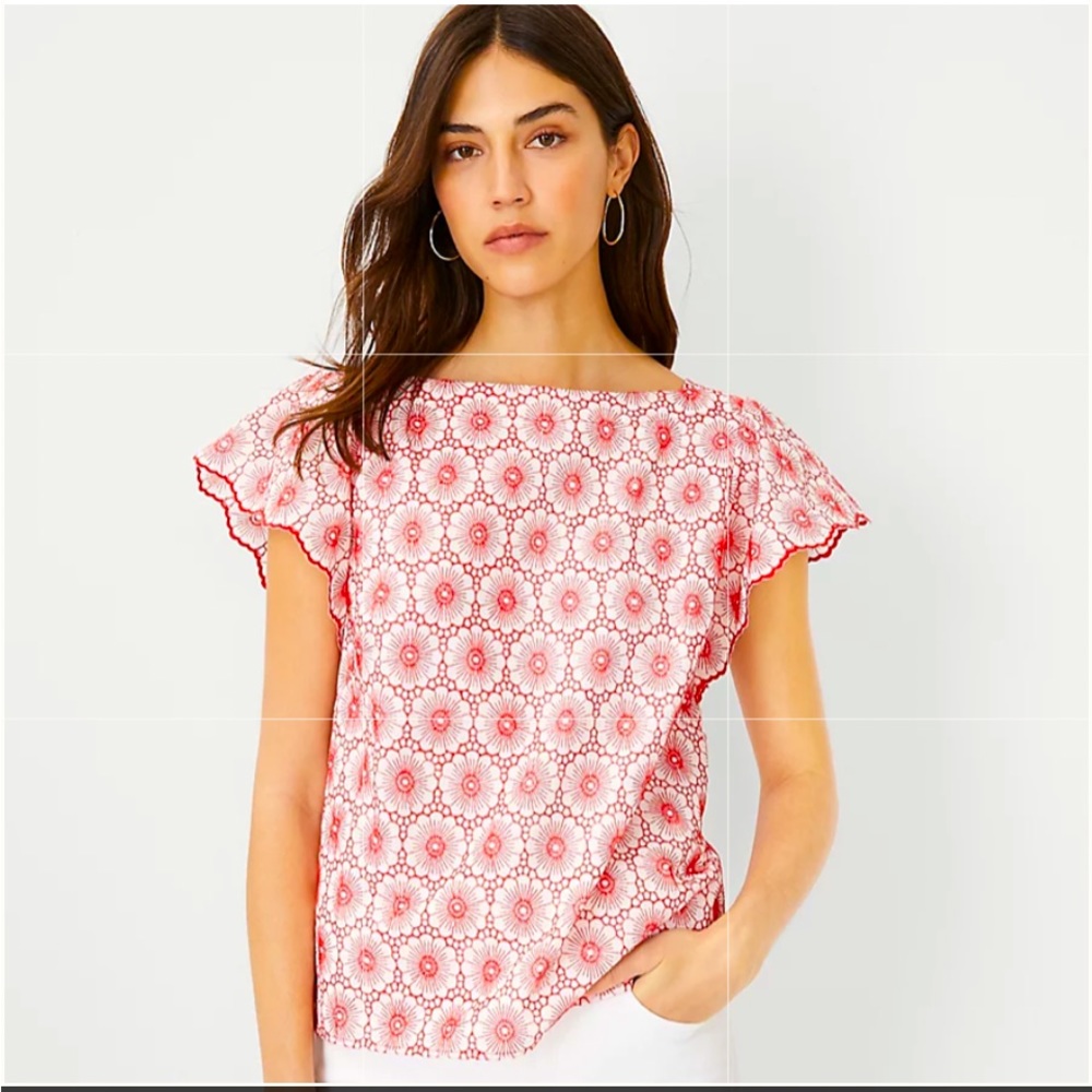 Ann Taylor Primrose Flutter Sleeve Top